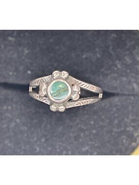 Archival Fred Harvey Arrow Hallmarked Sterling Ring - Adjustable Cracked Stone